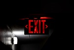 exit sign light emergency evacuation escape safety stock photo
