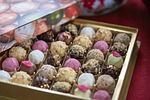 chocolate truffles praline confiserie nibble cute enjoyment christmas stock photo