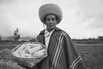 man farmer harvest indigenous corn traditional portrait monochrome stock photo