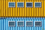 yellow blue container window color metal geometry stock photo