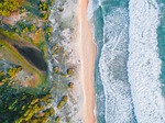 beach nature sand aerial view travel exploration outdoors stock photo