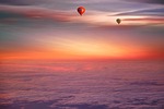 hot air balloons clouds sunset nature fantasy stock photo