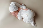baby infant photoshoot newbor costume sleeping asleep newborn stock photo
