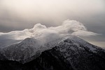 nature mountain snow peak landscape clouds stock photo