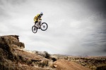mountain biking sports leaping jumping freeriding bike nature stock photo