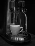 coffee machine espresso enjoyment cup monochrome black-and-white stock photo