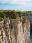coast etretat normandy alabaster cliff sea landscape water stock photo