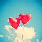 balloons hearts love red romantic nature happy card stock photo